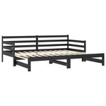 vidaXL Lit coulissant Noir Bois de pin massif 2x(90x200) cm