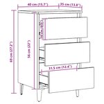 vidaXL Table de chevet avec pieds en métal chêne artisanal 40x35x69 cm