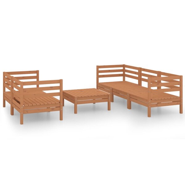 vidaXL Salon de jardin 6 Pièces Marron miel Bois de pin massif