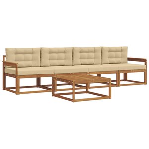 vidaXL Ensemble de canapés d'extérieur 5 Pièces Naturel et Beige