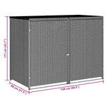 vidaXL Abris pour poubelle double Résine tressée Noir 148x80x111 cm