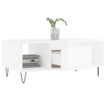 vidaXL Table basse Blanc brillant 90x50x36 5 cm Bois d'ingénierie