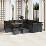 vidaXL Ensemble de canapé de jardin 14 Pièces Noir polyrotin