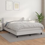 vidaXL Sommier à lattes de lit avec matelas Blanc 140x190cm Similicuir