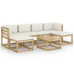 vidaXL Salon de jardin 7 Pièces avec coussins bois de pin imprégné