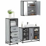 vidaXL Ensemble de meubles de salle de bain 3 Pièces Sonoma gris