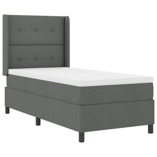 vidaXL Lit à ressorts avec matelas et LED gris foncé  80x200 cm en tissu