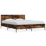 vidaXL Cadre de lit chêne fumé 150x200 cm bois d'ingénierie et métal