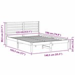 vidaXL Cadre de lit Marron 135 x 190 cm Bois massif en pin