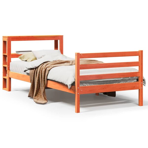 vidaXL Cadre de lit sans matelas cire marron 100x200cm bois pin massif