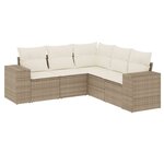 vidaXL Salon de jardin avec coussins 5 Pièces beige résine tressée
