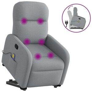 vidaXL Fauteuil de massage inclinable Gris clair Tissu