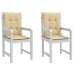 vidaXL Coussins de chaise à dossier bas lot de 2 beige mélangé tissu