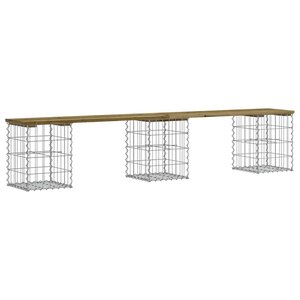 vidaXL Banc de jardin design gabion 203x31x42 cm bois de pin imprégné