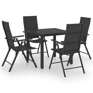 vidaXL Ensemble à manger de jardin 5 Pièces noir