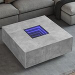 vidaXL Table basse avec LED infini gris béton 100x100x40 cm