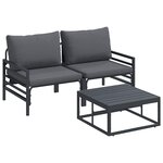 vidaXL Ensemble de canapé de jardin 3 Pièces Anthracite Acier