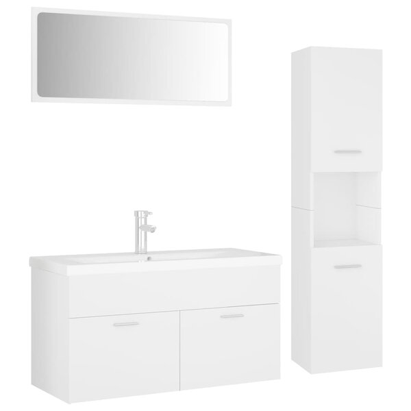 vidaXL Ensemble de meubles de salle de bain Blanc Aggloméré