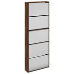vidaXL Armoire à chaussures miroir 5niveaux Chêne marron 63x17x169 5cm