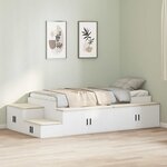 vidaXL Cadre de lit avec rangement Blanc 244 x 118 x 53 5 cm