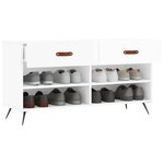 vidaXL Banc à chaussures blanc brillant 102x35x55 cm bois d'ingénierie