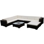 vidaXL Salon de jardin 8 Pièces avec coussins résine tressée marron