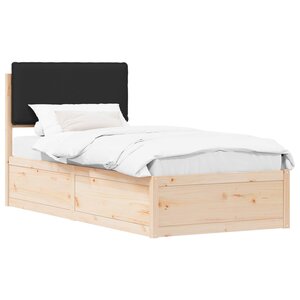 vidaXL Cadre de lit avec tête de lit rembourrée Noir 75 x 190 cm
