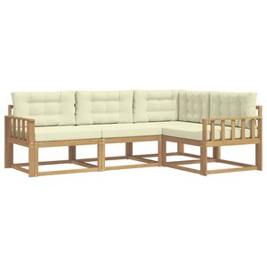 vidaXL Ensemble de canapés d'extérieur 3 pc Blanc et crème Polyester