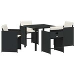 vidaXL Ensemble de jardin 5 pièces avec coussins en rattan poly noir