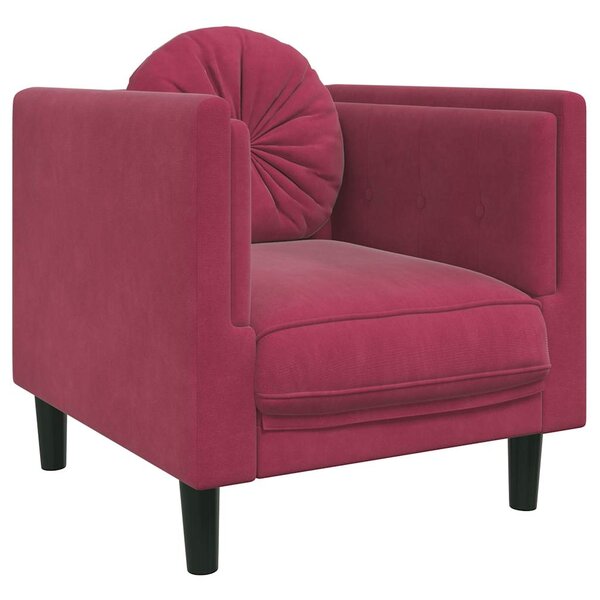 vidaXL Fauteuil avec coussin rouge bordeaux velours