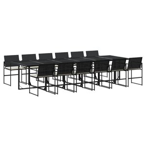 vidaXL Ensemble à manger de jardin 13 Pièces coussins noir résine tressée