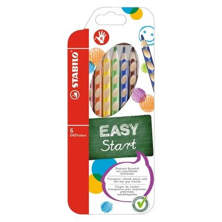 Etui de 6 crayon de couleur ergonomique easycolors start droitier stabilo