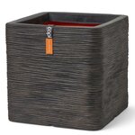 Capi Jardinière Nature Rib carrée 40x40x40 cm Marron foncé