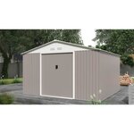 Abri de jardin en métal 10 85 m² - 340 x 319 x 210 cm - Kit d'ancrage inclus - Taupe