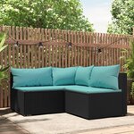 vidaXL Salon de jardin 3 Pièces avec coussins Noir Résine tressée