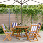 vidaXL Ensemble à manger de jardin 5 Pièces bleu blanc tissu bois massif
