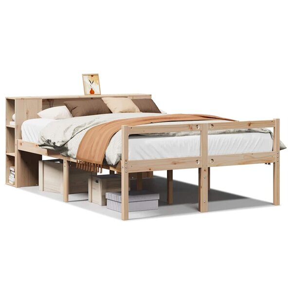 vidaXL Lit bibliothèque sans matelas 140x190 cm bois de pin massif