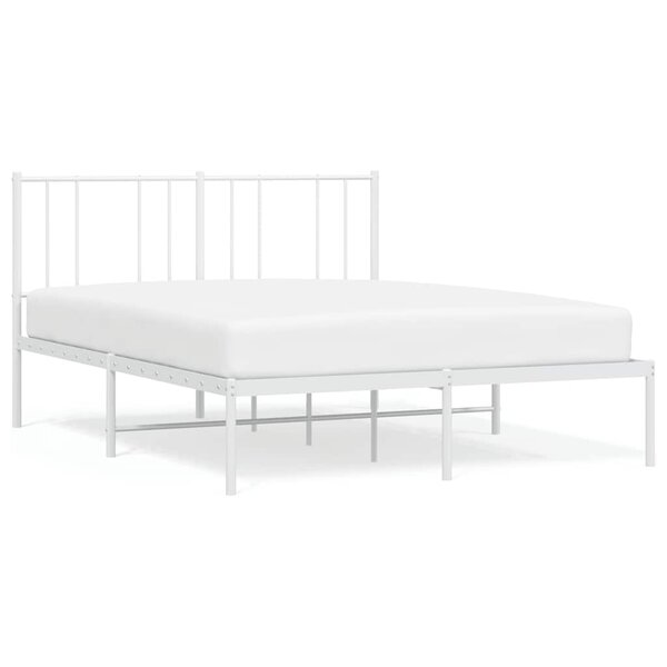 vidaXL Cadre de lit métal sans matelas et tête de lit blanc 135x190 cm
