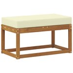 vidaXL Banc de jardin avec coussin Naturel et Crème 79 x 43 x 37 cm