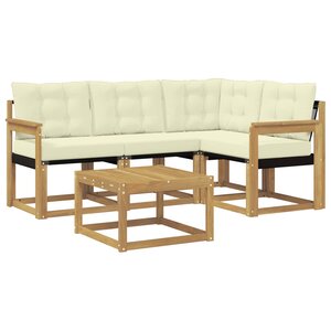 vidaXL Ensemble de canapés d'extérieur 5 pc Blanc et crème