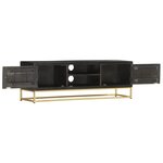 vidaXL Meuble TV Noir et doré 120 x 30 x 40 cm Bois massif de manguier