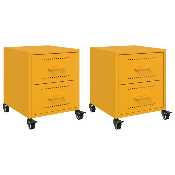 vidaXL Tables de chevet 2 Pièces jaune moutarde 36x39x43 5 cm acier