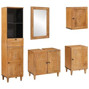 vidaXL Ensemble de mobilier de salle de bain avec tiroir 5 Pièces Marron