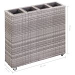 vidaXL Lit surélevé de jardin à 4 pots 80x22x79 cm Résine Tressée Gris