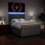 vidaXL Sommier à lattes de lit avec matelas Gris 140x200 cm Similicuir