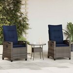 vidaXL Chaise de jardin 2 Pièces gris et bleu marine 56 x 60 x 112 cm