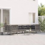 vidaXL Salon de jardin 8 Pièces avec coussins Gris Résine tressée