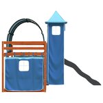 vidaXL Lit superposé avec toboggan et rideaux bleu 90x200 cm