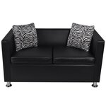 vidaXL Jeu de canapé à 2 places et à 3 places Cuir synthétique Noir