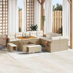 vidaXL Ensemble de canapé de jardin 13 Pièces Beige Poly rotin
